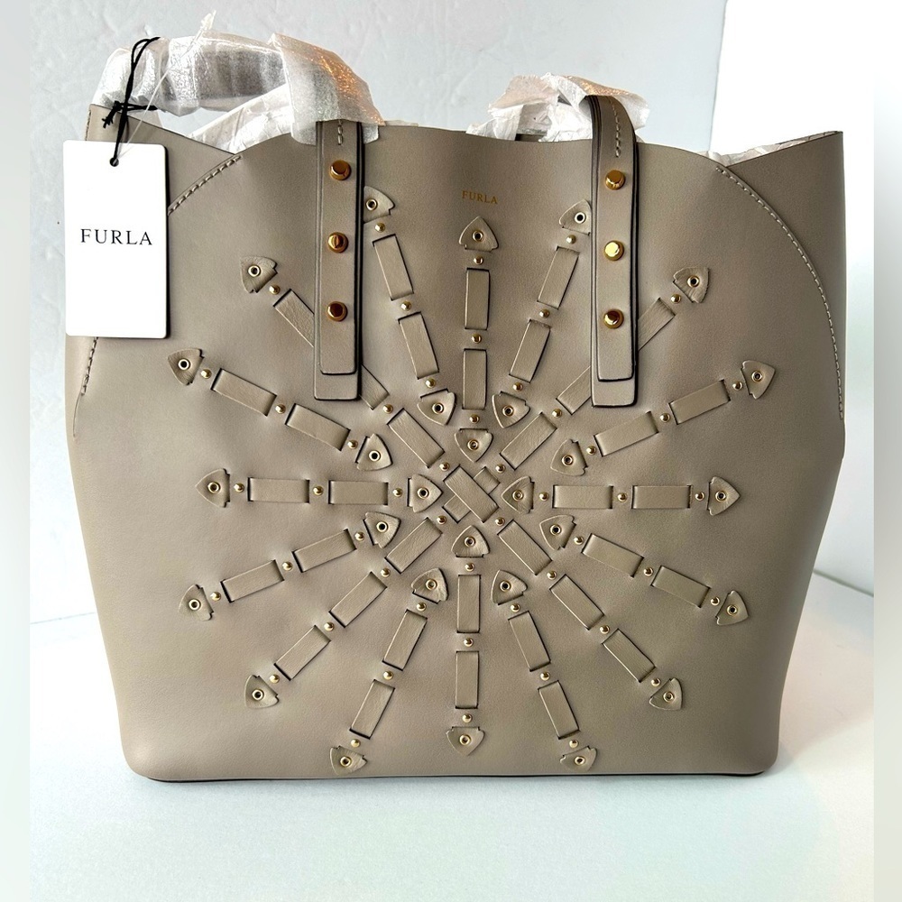 FURLA NWT Taupe Colored Leather Tote